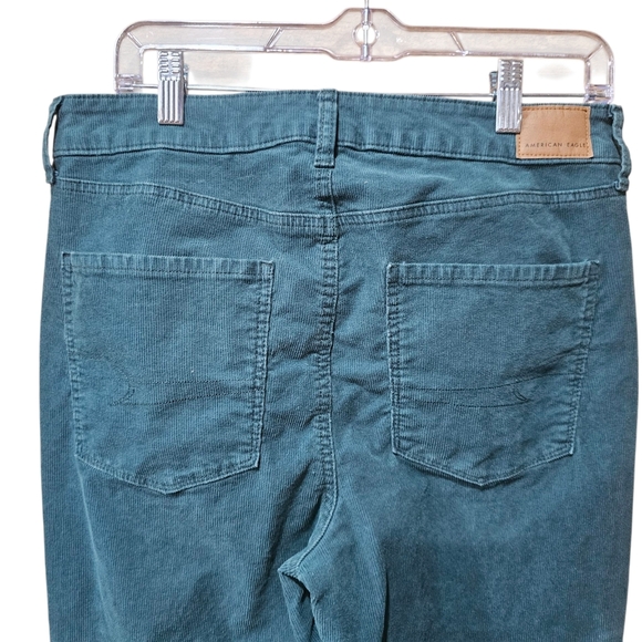 American Eagle Super Hi-Rise Flare Corduroy Pants Teal Blue Size 12 Regular - Picture 4 of 7